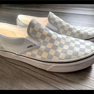 Vans- Blue White Checkered Slip Ons- size 10